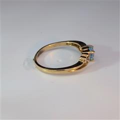 Synthetic Aquamarine Lady's Stone Ring 10K Yellow Gold 1.9g Size:6.75